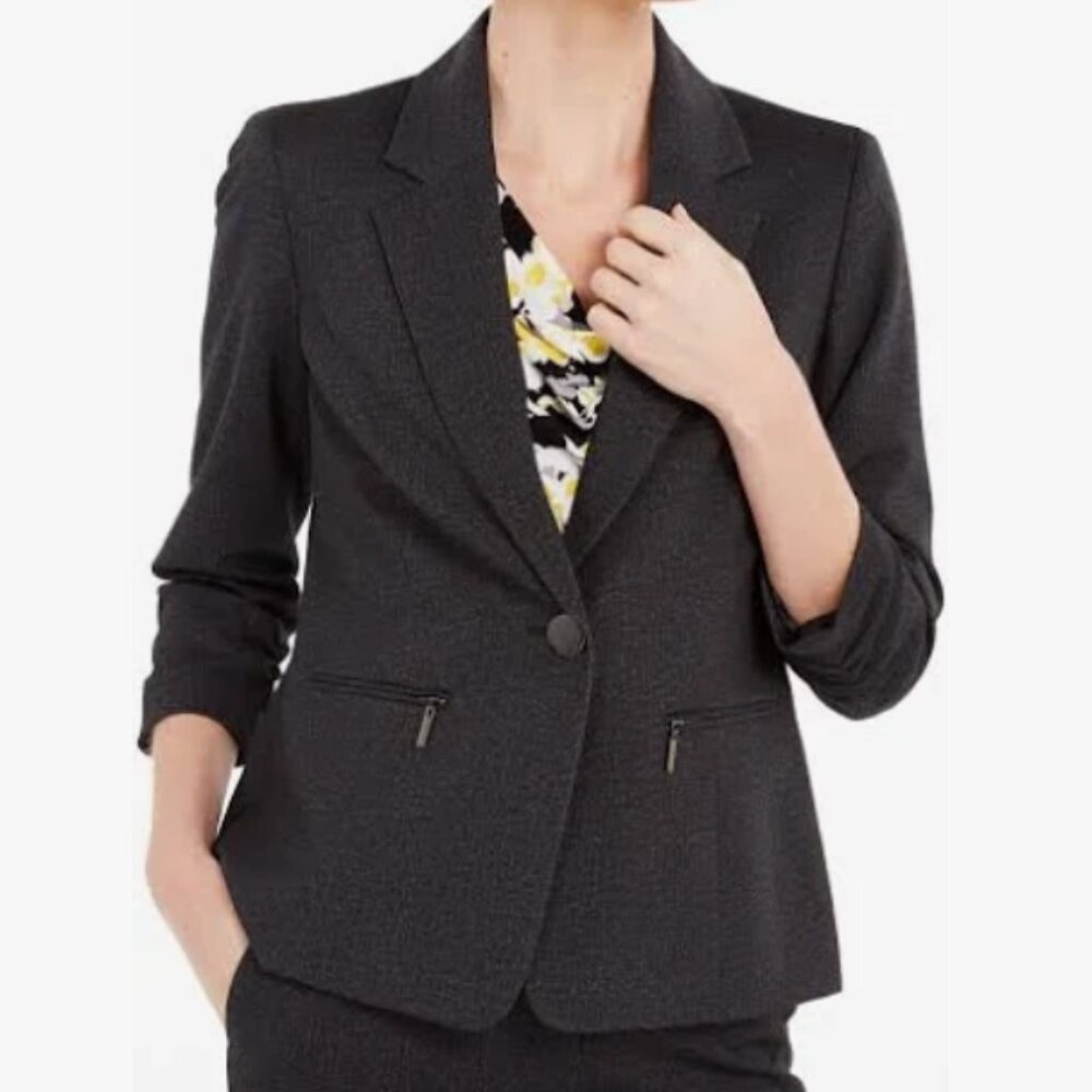 Kasper Petite: Women's Ruched Sleeve, One-Button Blazer
